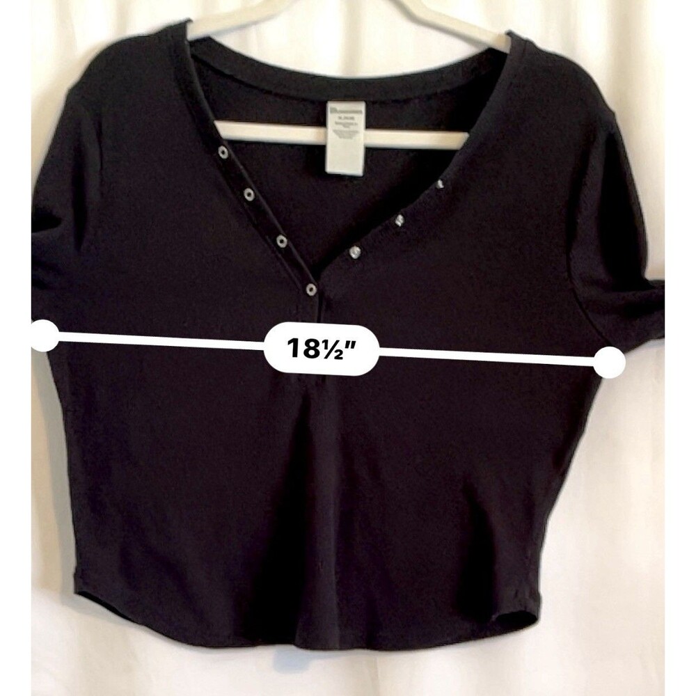 No Boundaries Shirt Knit Sweater Long Sleeve Thumb Hole Cuffs Black Women’s XL - Picture 8 of 10